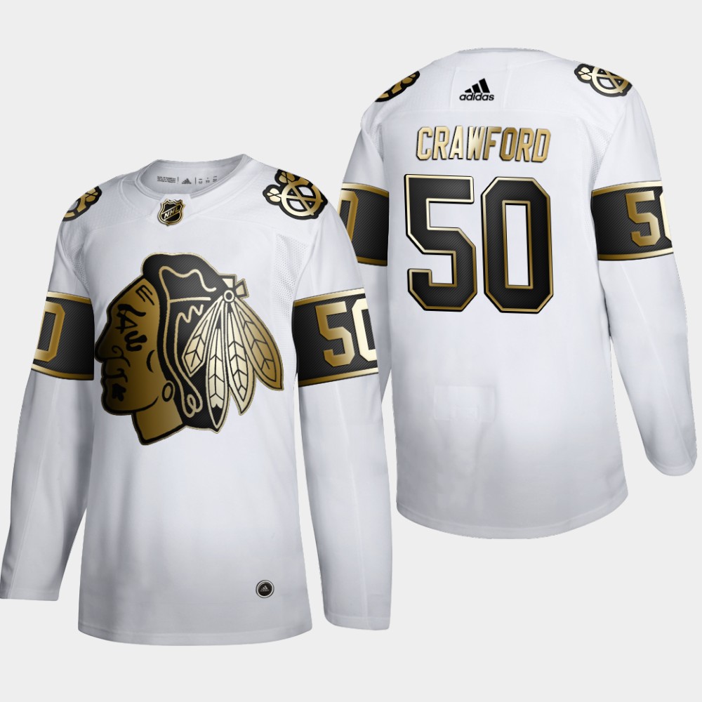 Chicago Blackhawks #50 Corey Crawford Men Adidas White Golden Edition Limited Stitched NHL Jersey